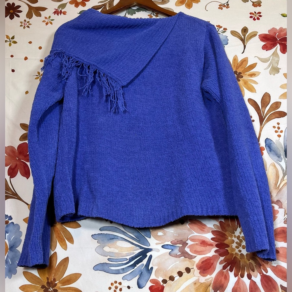VTG Tally Ho M Blue Purple Soft Knit Cowl Neck Spring Fall Winter Sweater City